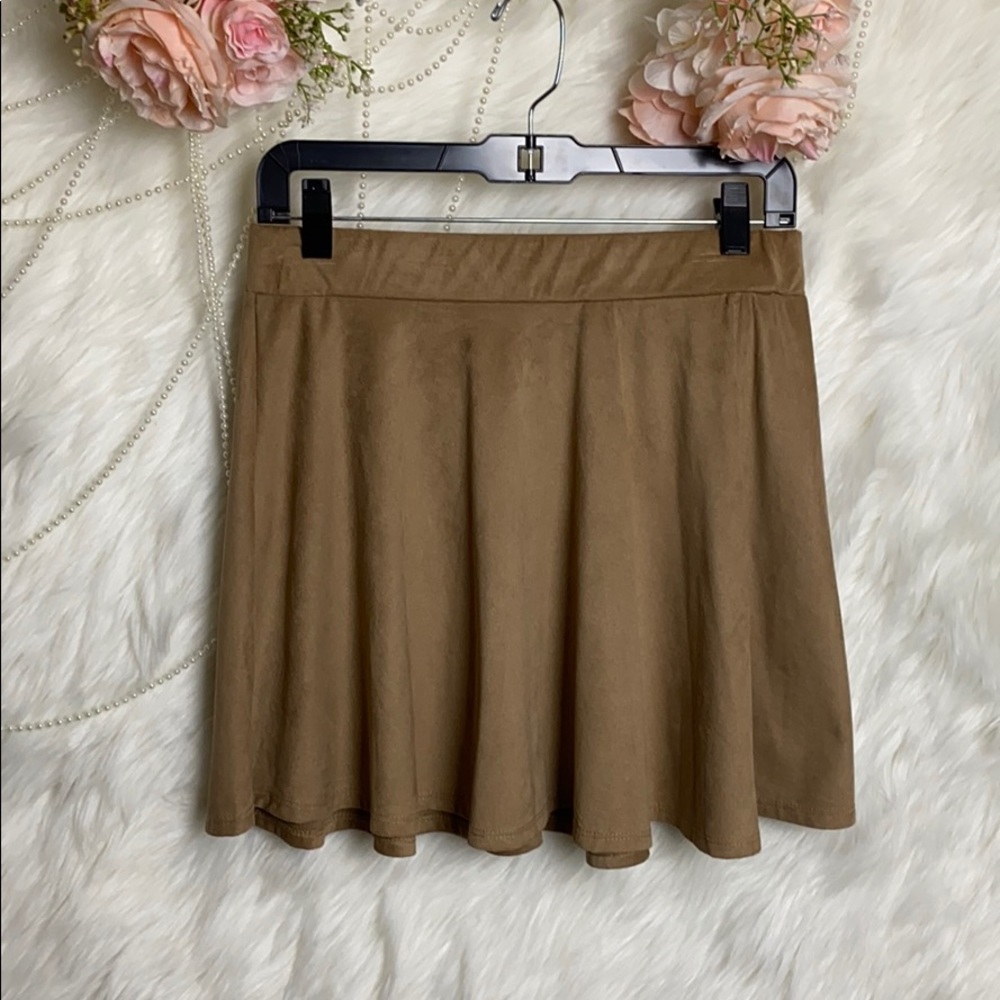 Agaci Ultrasuede Khaki Short Skirt Fall